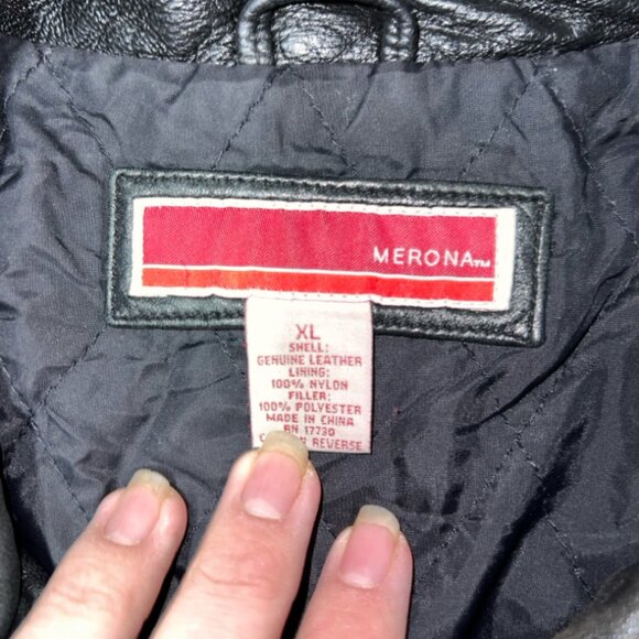 Merona Jacket Mens XL Black Soft Leather Full Zip Bomber Casual Outdoor (GS36) - Picture 4 of 7